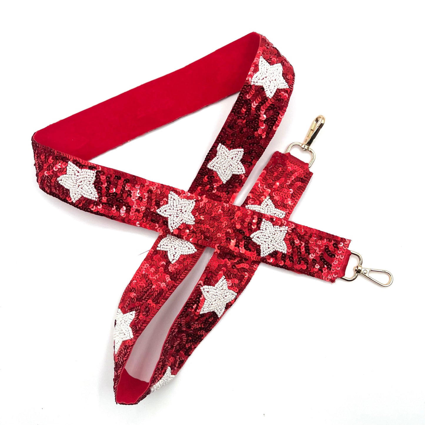 Star Beaded Bag Strap in Red