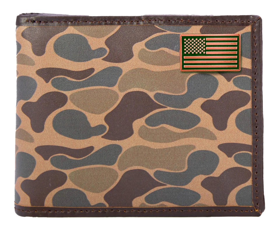Old School Camo Passcase Wallet Flag