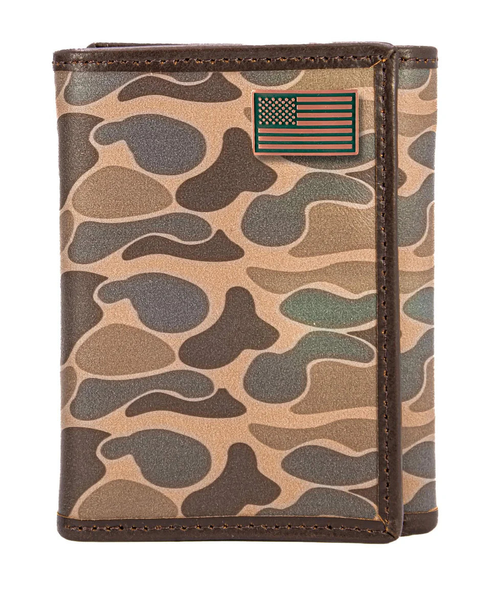 Old School Camo Trifold Wallet Flag
