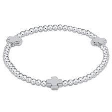 ENEWTON EXTENDS - SIGNATURE CROSS STERLING PATTERN 3MM BEAD BRACELET - STERLING