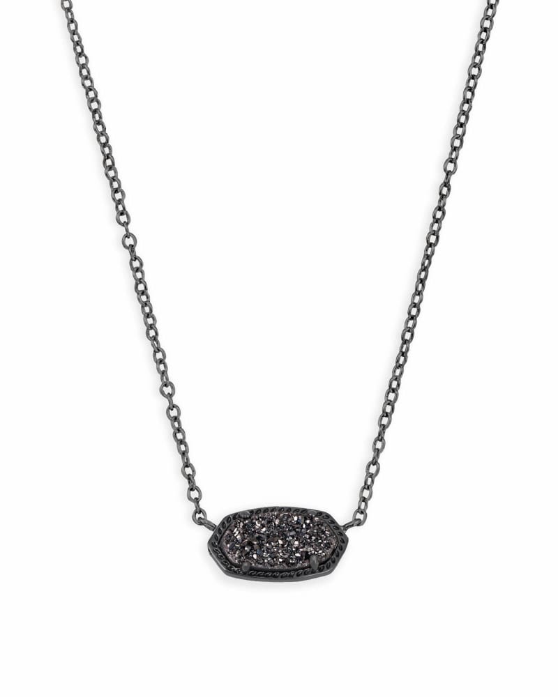 ELISA SHORT PENDANT NECKLACE GUNMETAL BLACK DRUSY