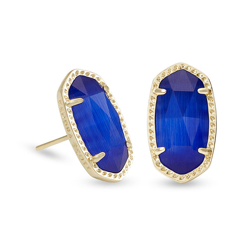 ELLIE STUD EARRINGS GOLD COBALT CATS EYE
