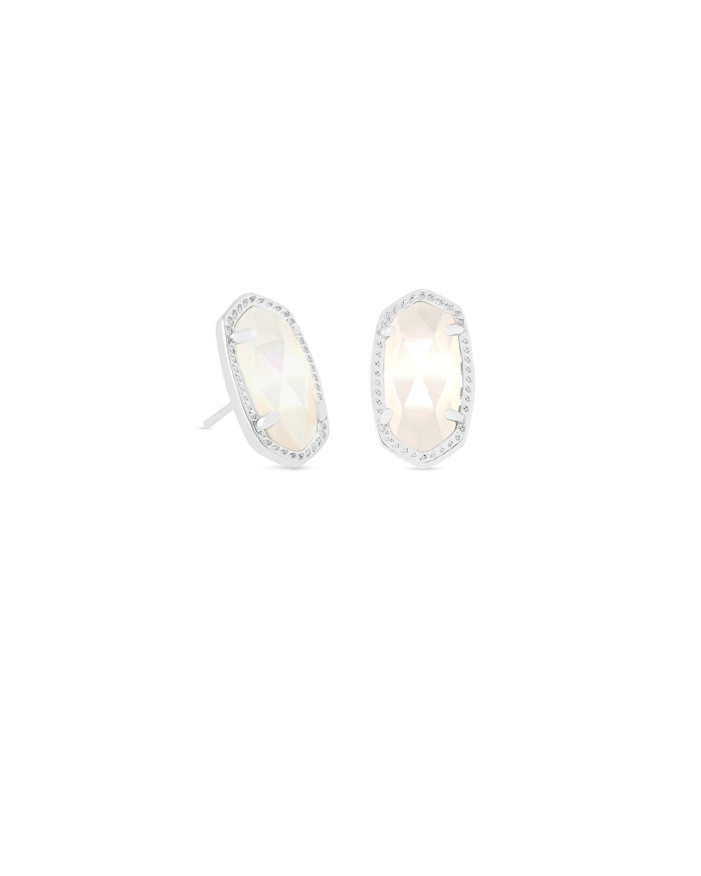 ELLIE STUD EARRINGS RHODIUM IVORY MOTHER OF PEARL