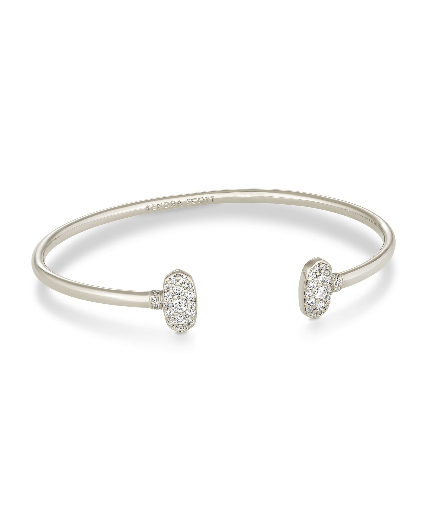 GRAYSON CRYSTAL CUFF BRACELET RHODIUM METAL WHITE CZ