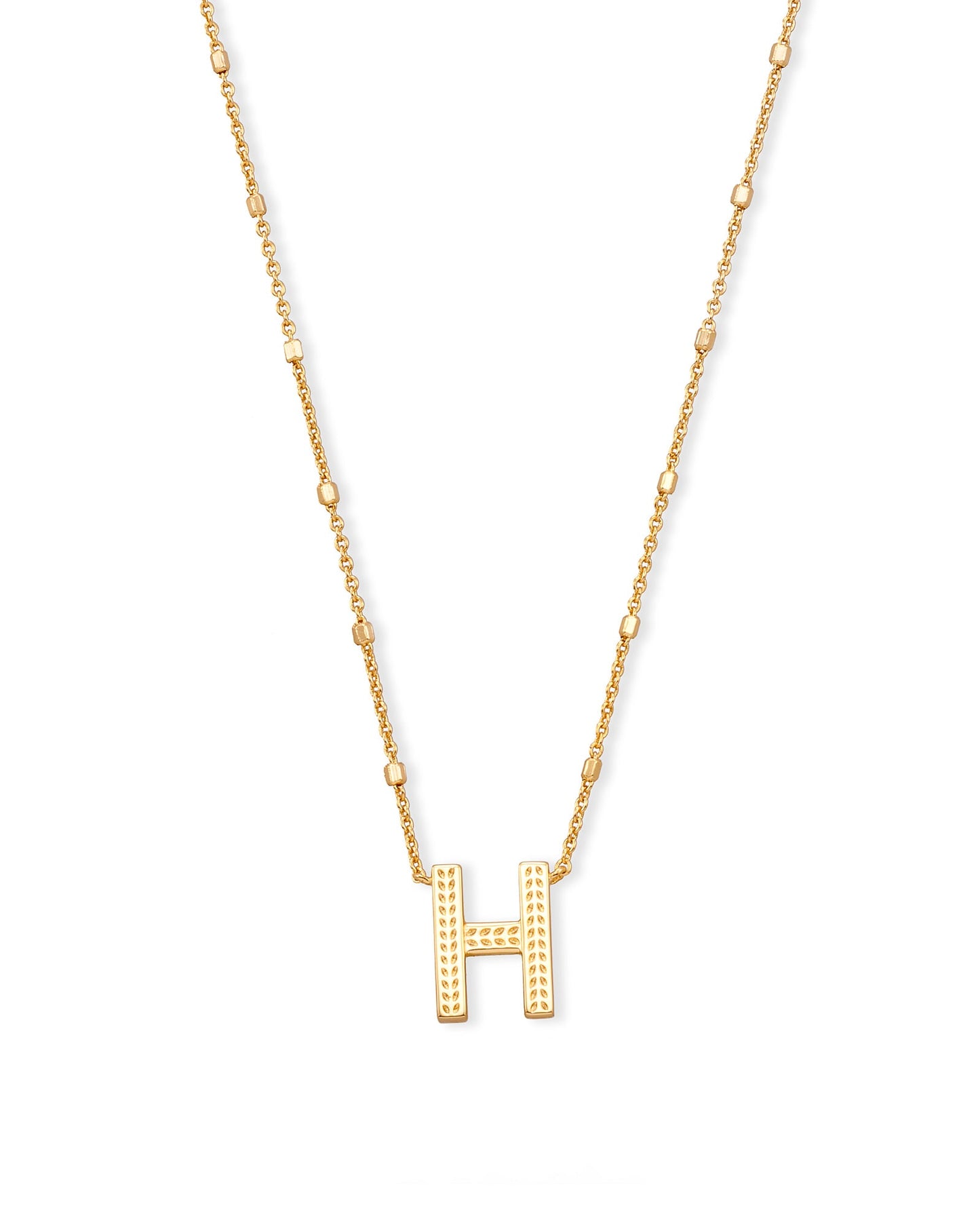 LETTER H PENDANT NECKLACE GOLD METAL