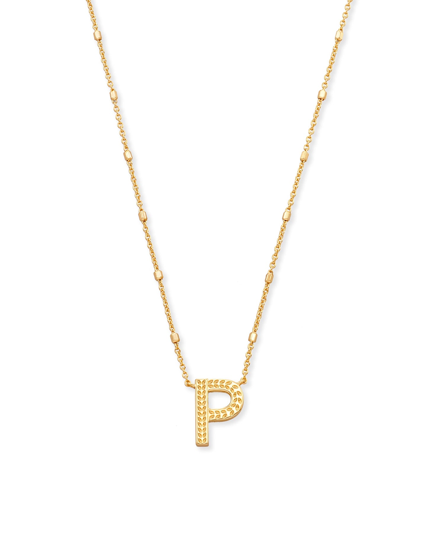 LETTER P PENDANT NECKLACE GOLD METAL