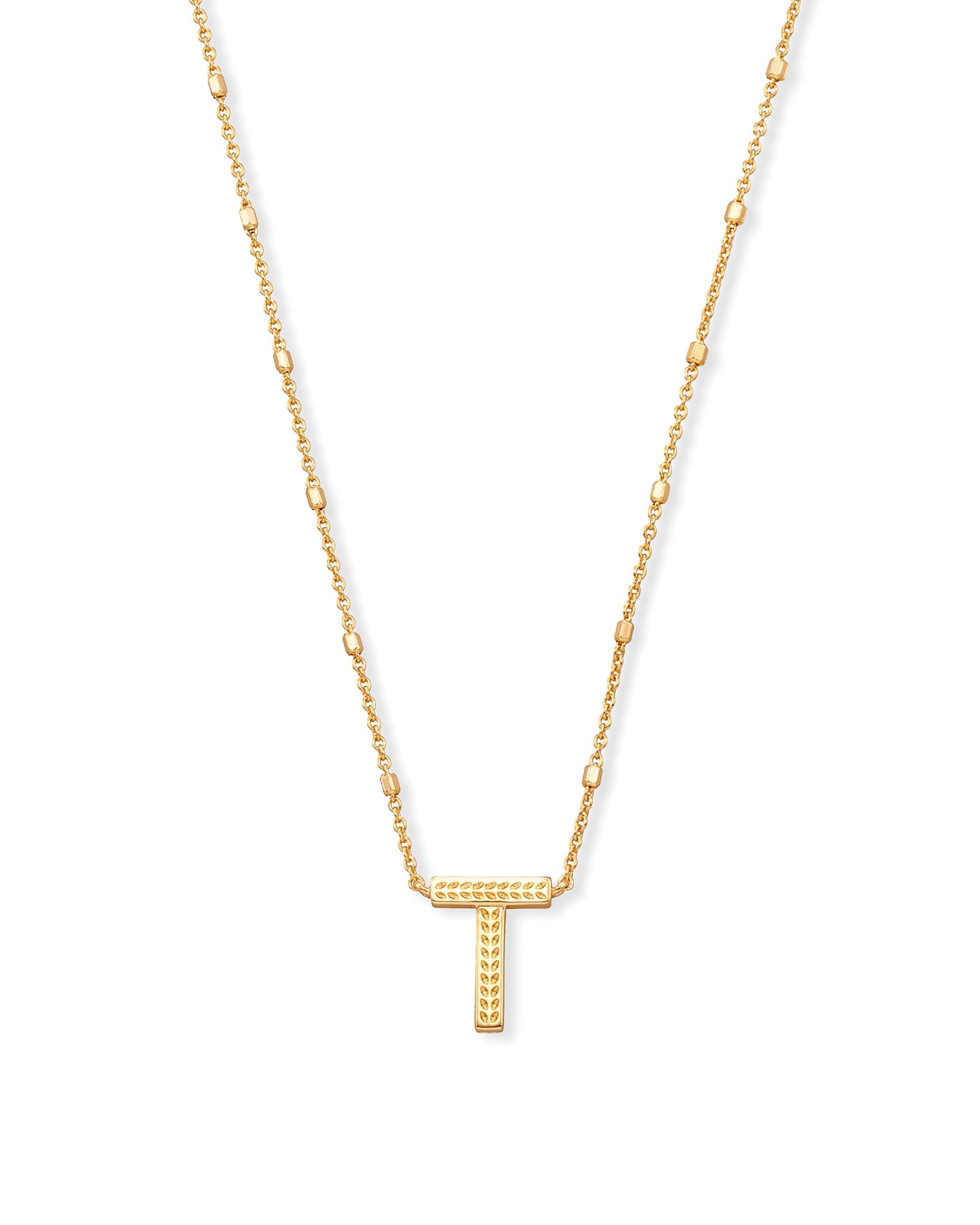LETTER T PENDANT NECKLACE GOLD METAL