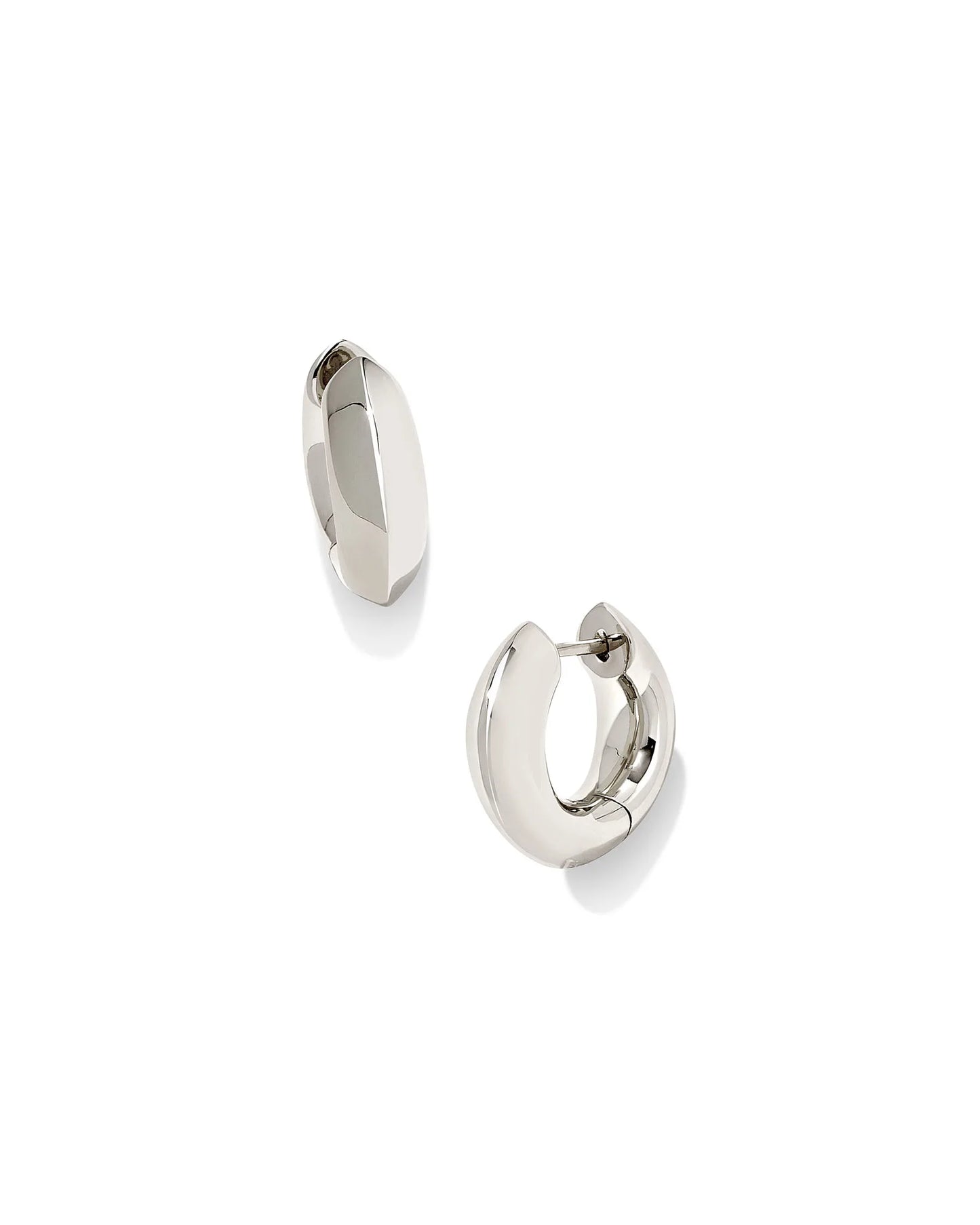 Mikki Metal Huggie Earrings in Rhodium Metal