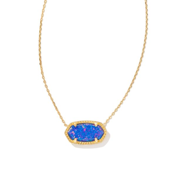 Elisa Short Pendant Necklace Gold Periwinkle Kyocera Opal