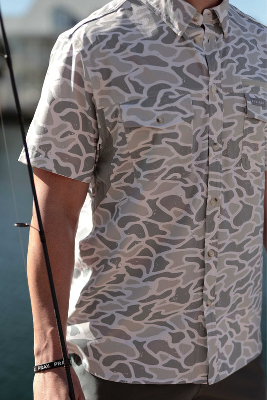 Performance Fishing Shirt in White Camo