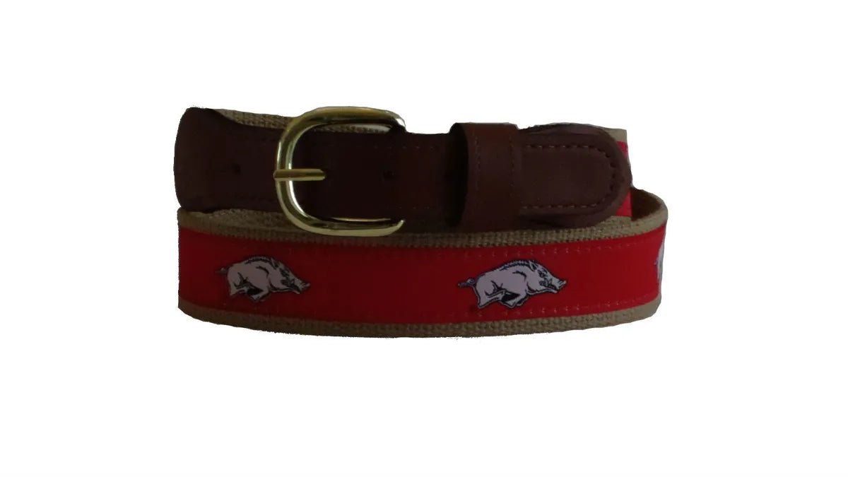 Tan Ribbon Belt in AR Razorback
