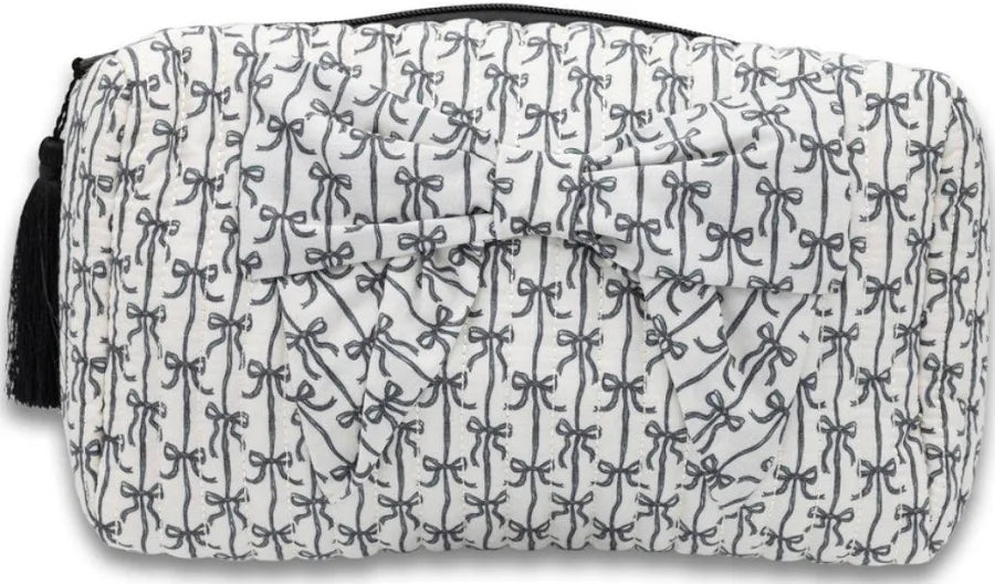 Black Bow Quilt Cosmetic Bag