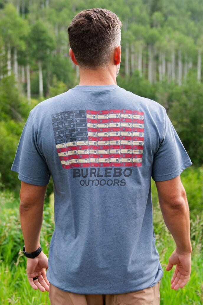 Shotgun Shell Flag Short Sleeve - Heather Blue Jean