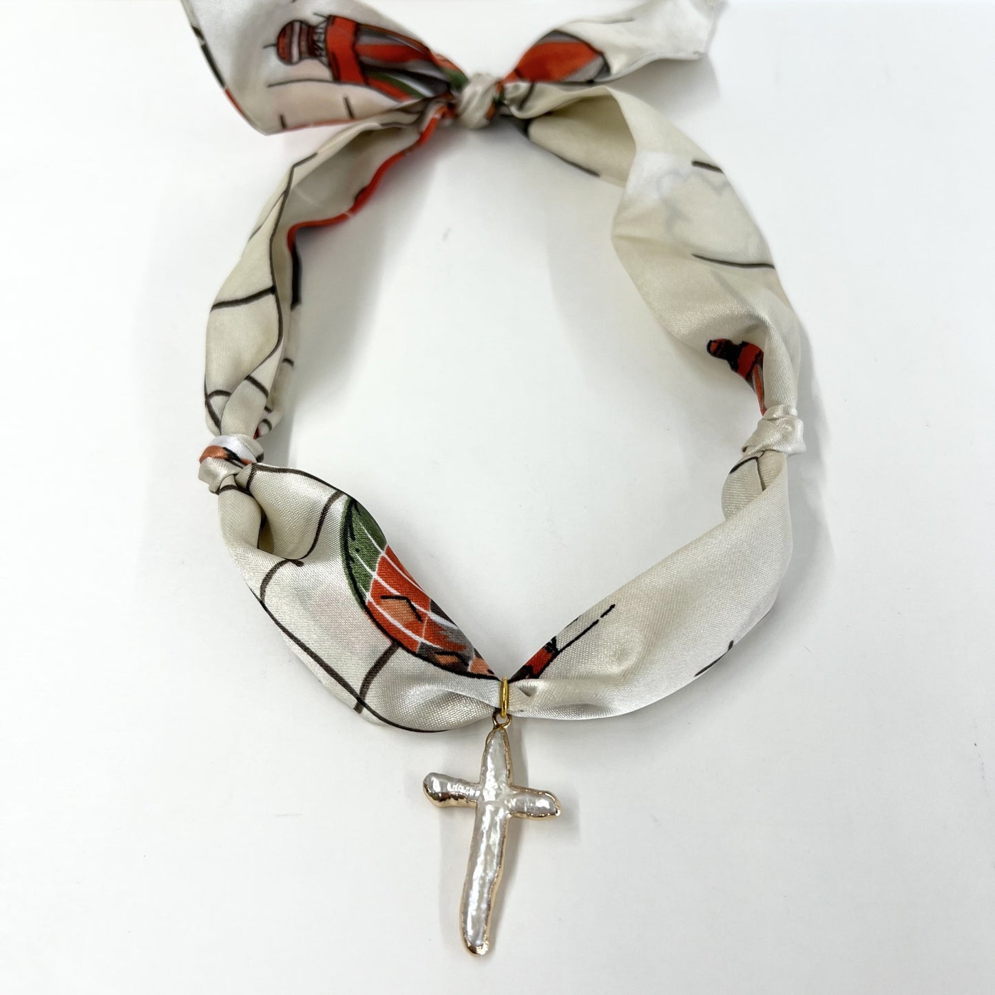 Scarf Necklace with Charm