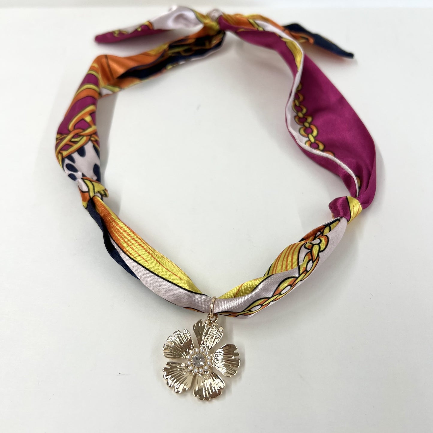Scarf Necklace with Charm