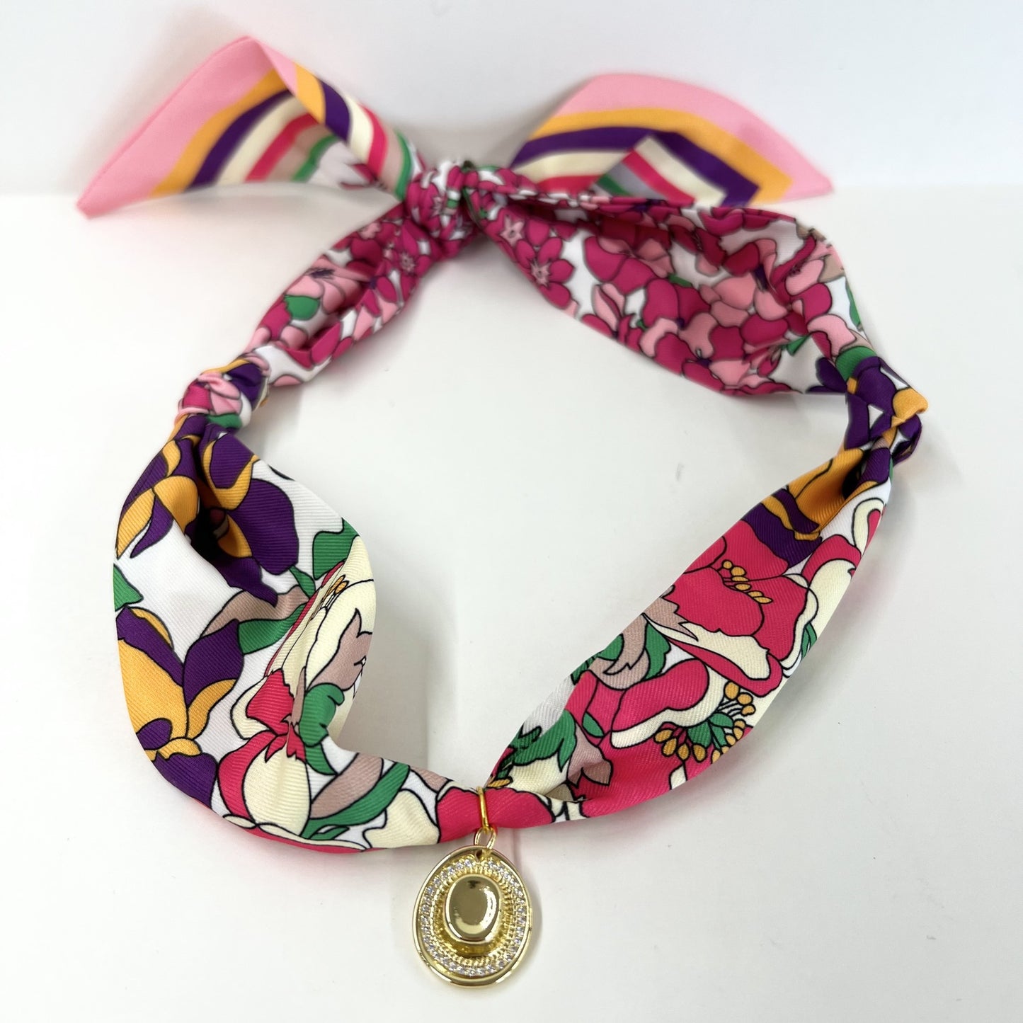Scarf Necklace with Charm