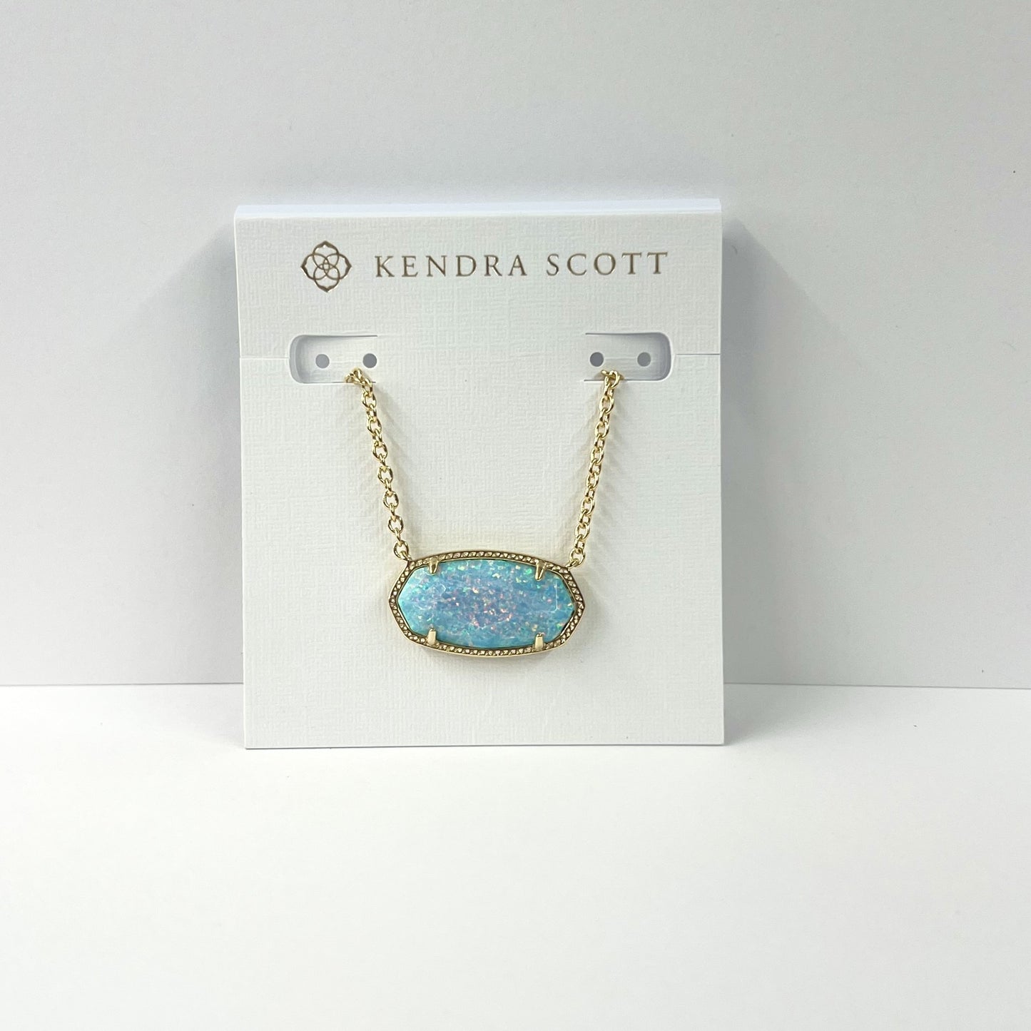 Elisa Statement Short Pendant Necklace Gold Light Teal Kyocera Opal