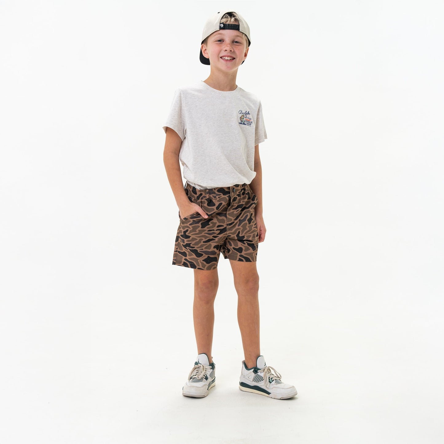 Youth Athletic Shorts in Gauge Camo