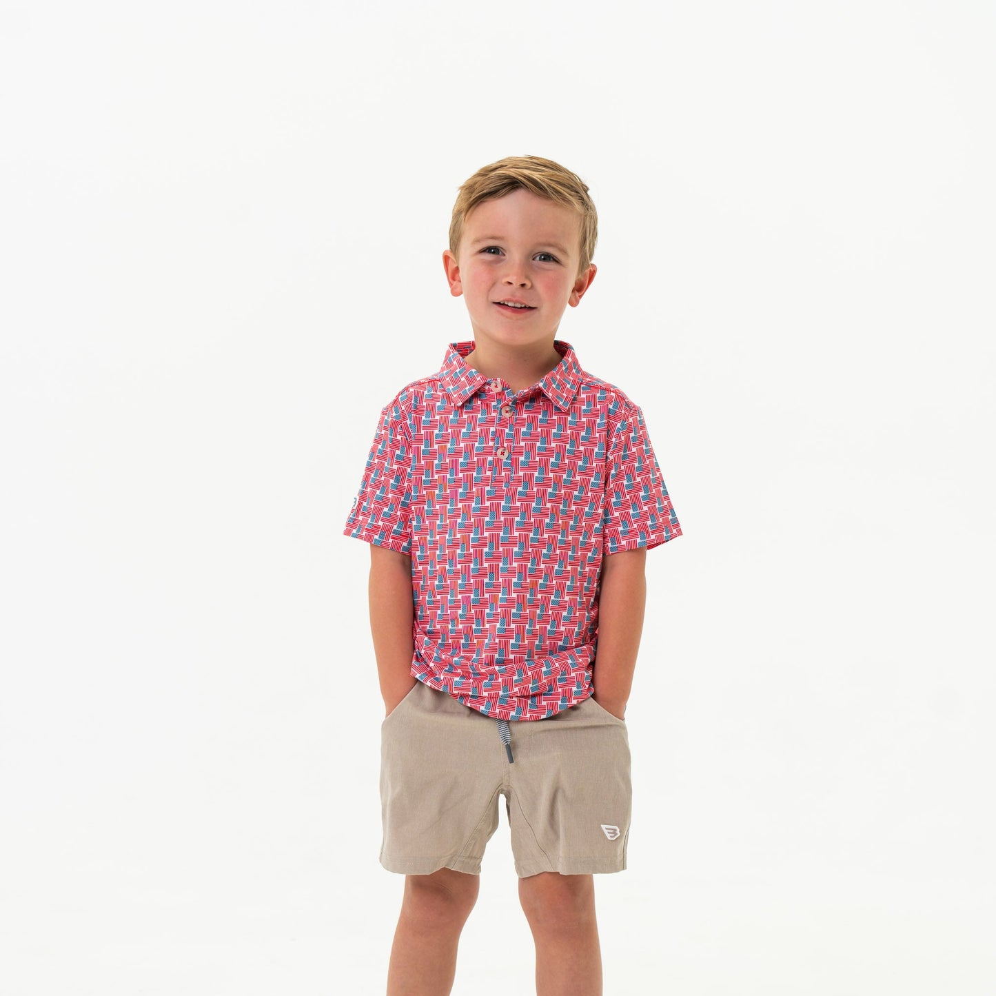 Youth Polo American Flag Print