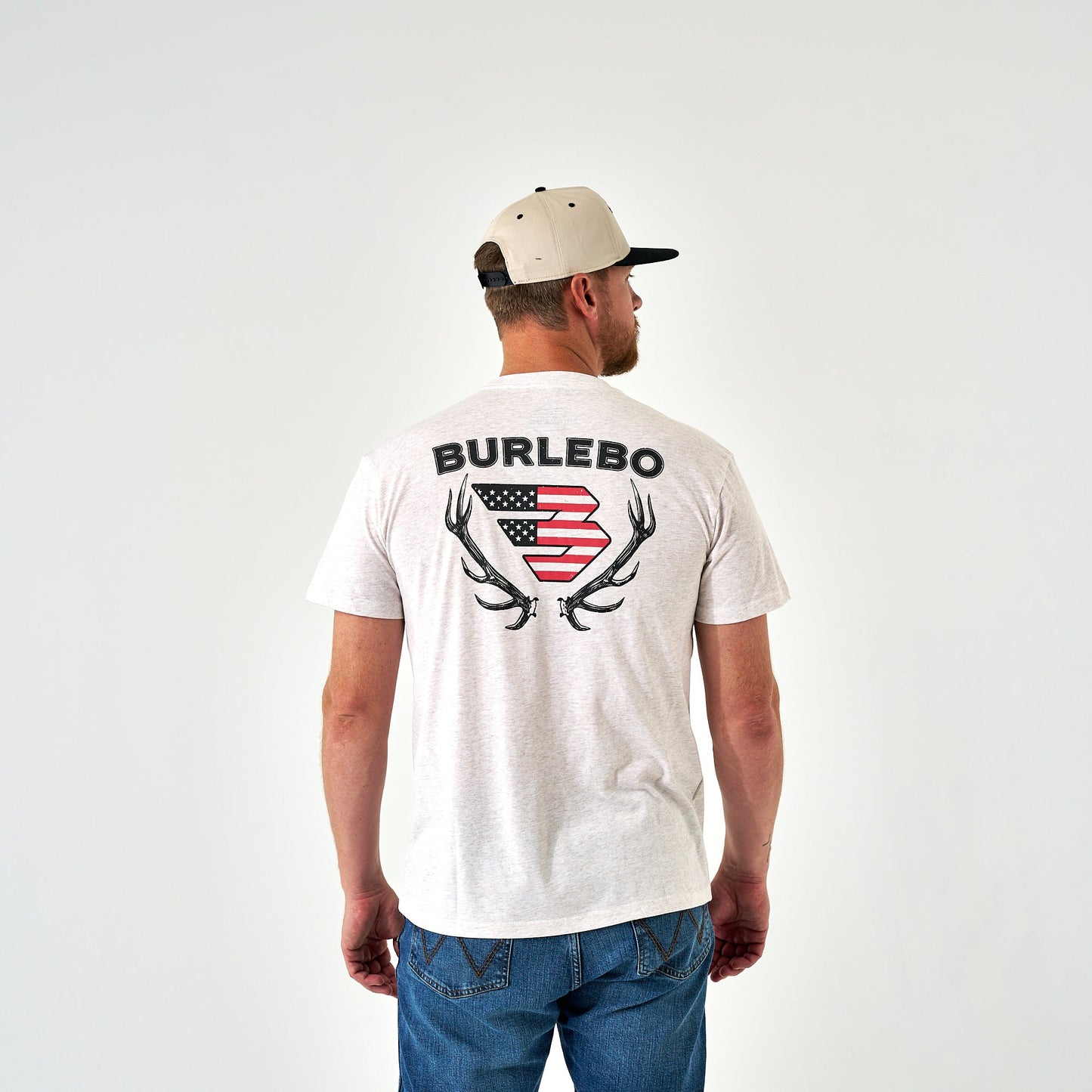 Adult SS Tee - Elk Horn Logo - Heather Oatmeal