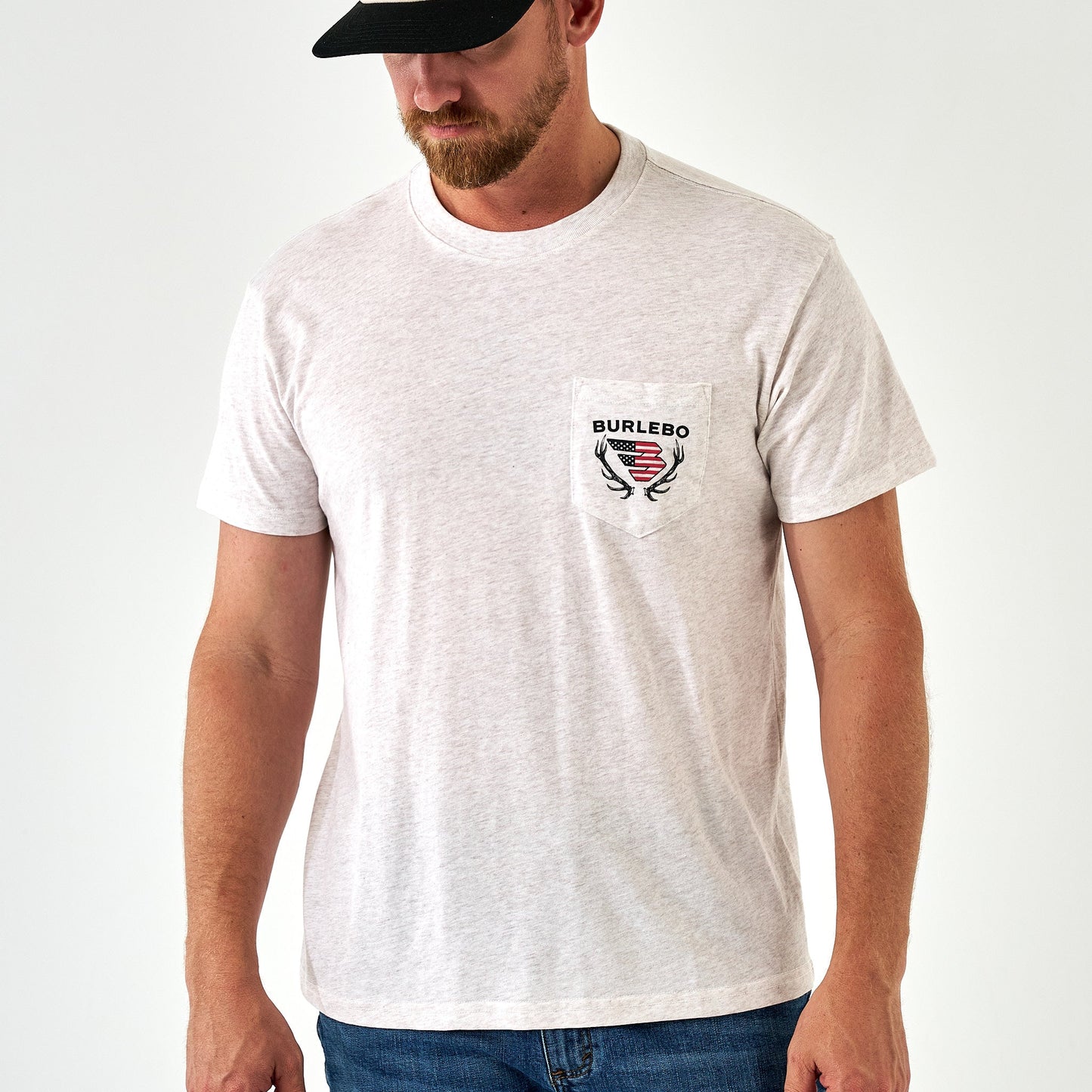 Adult SS Tee - Elk Horn Logo - Heather Oatmeal