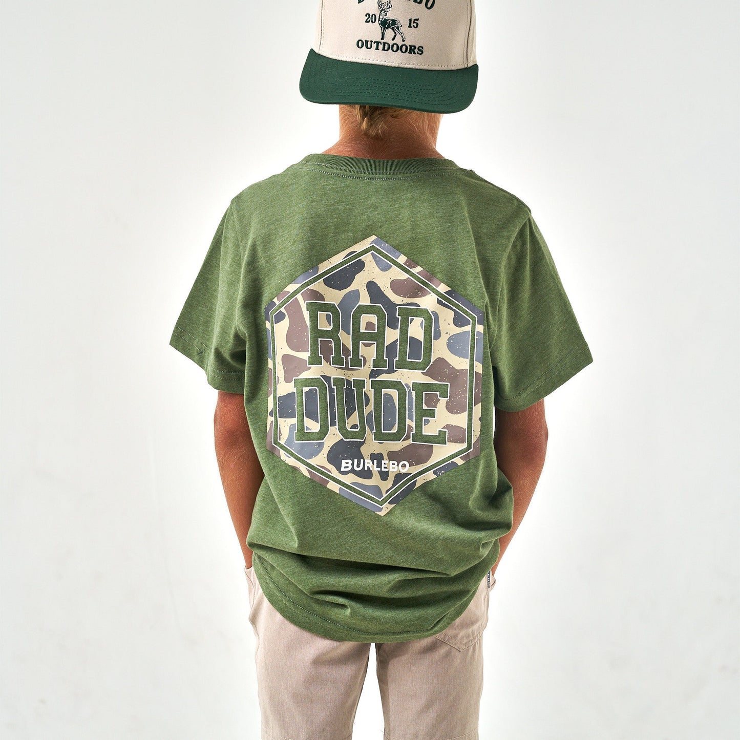 Youth Tee - RAD DUDE Deer Camo - SS - Heather Olive