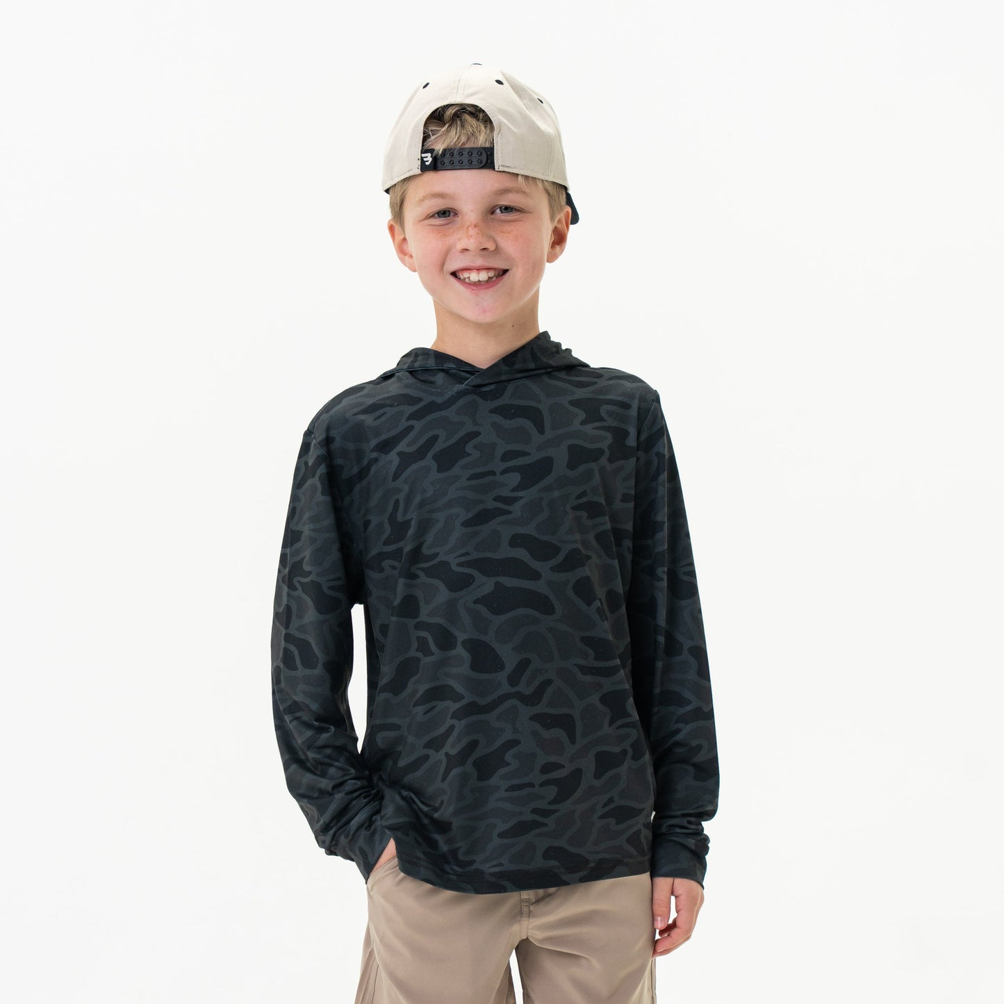 Youth Performance Hoodie in Black Camo