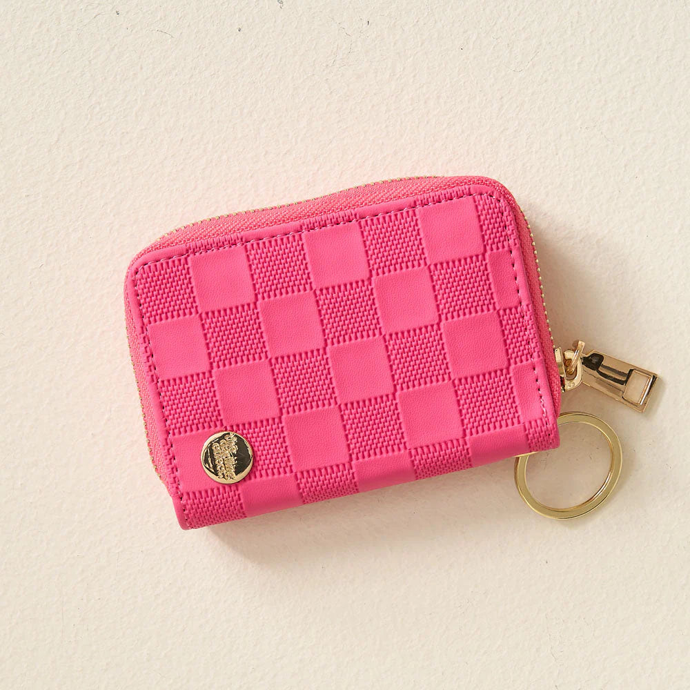 Pink Checkered Zip Around Wallet