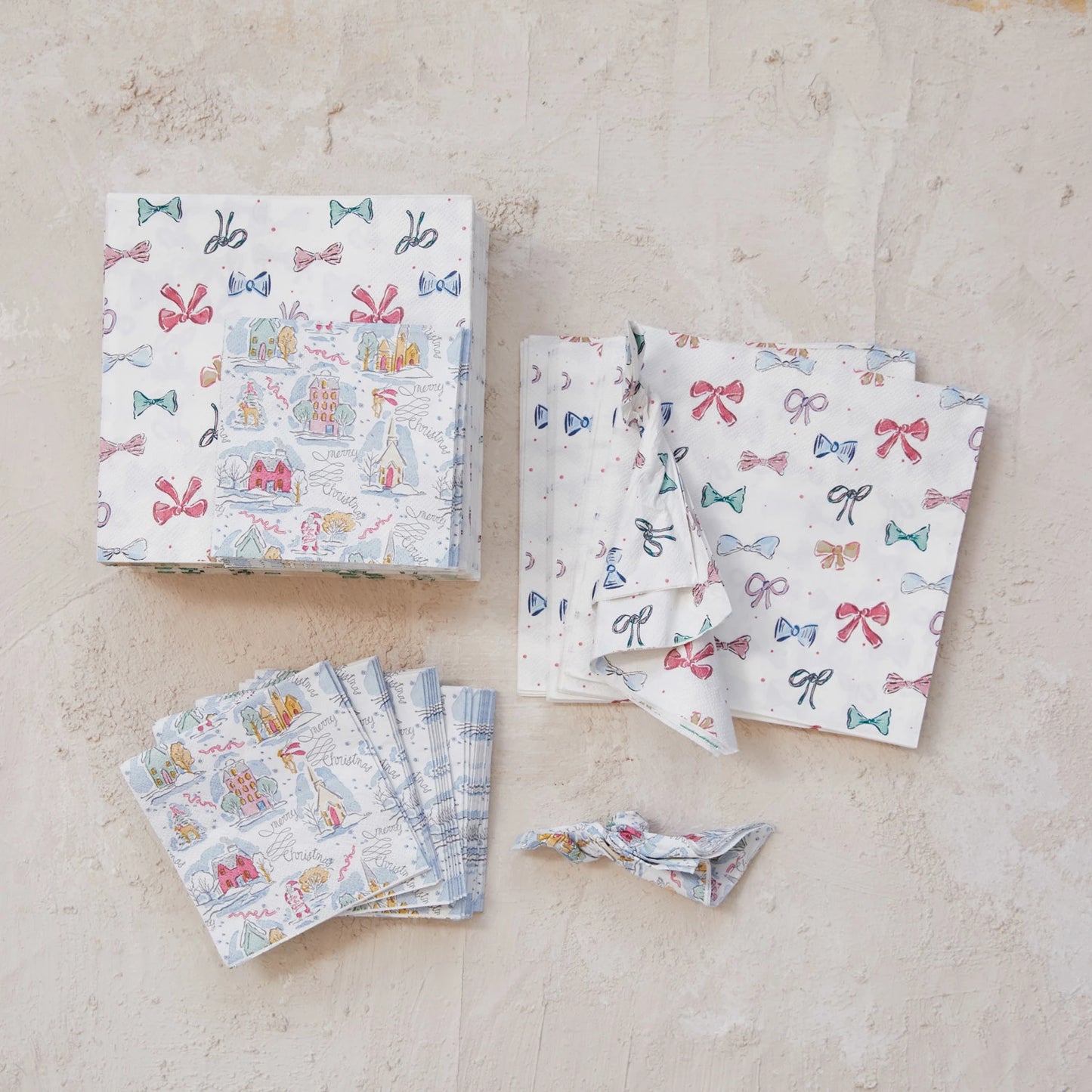 6-1/2" Square Paper Napkins w Bows 50pk