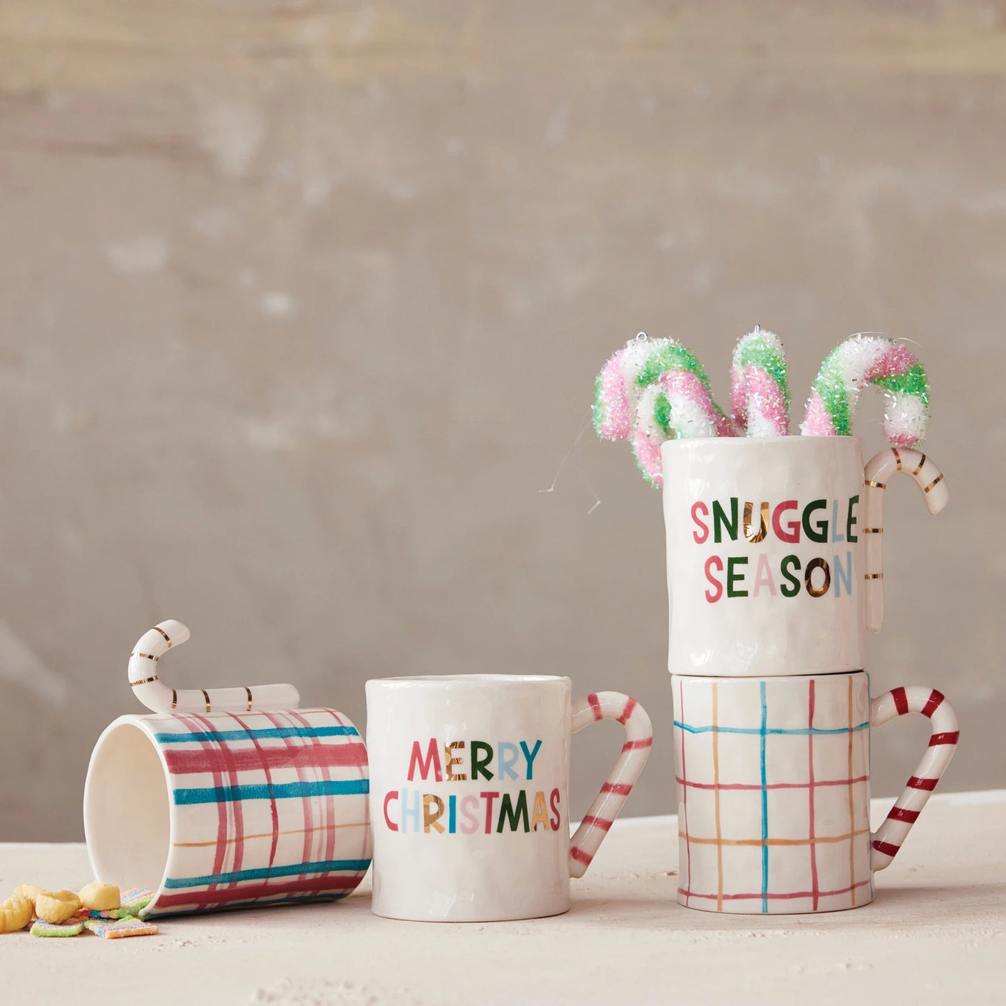 16 oz. Stoneware Mug with Candy Cane Handle