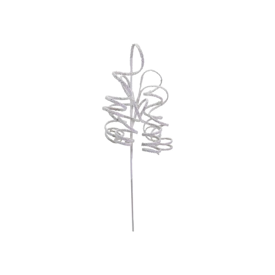 White Swirl Stem Glitter