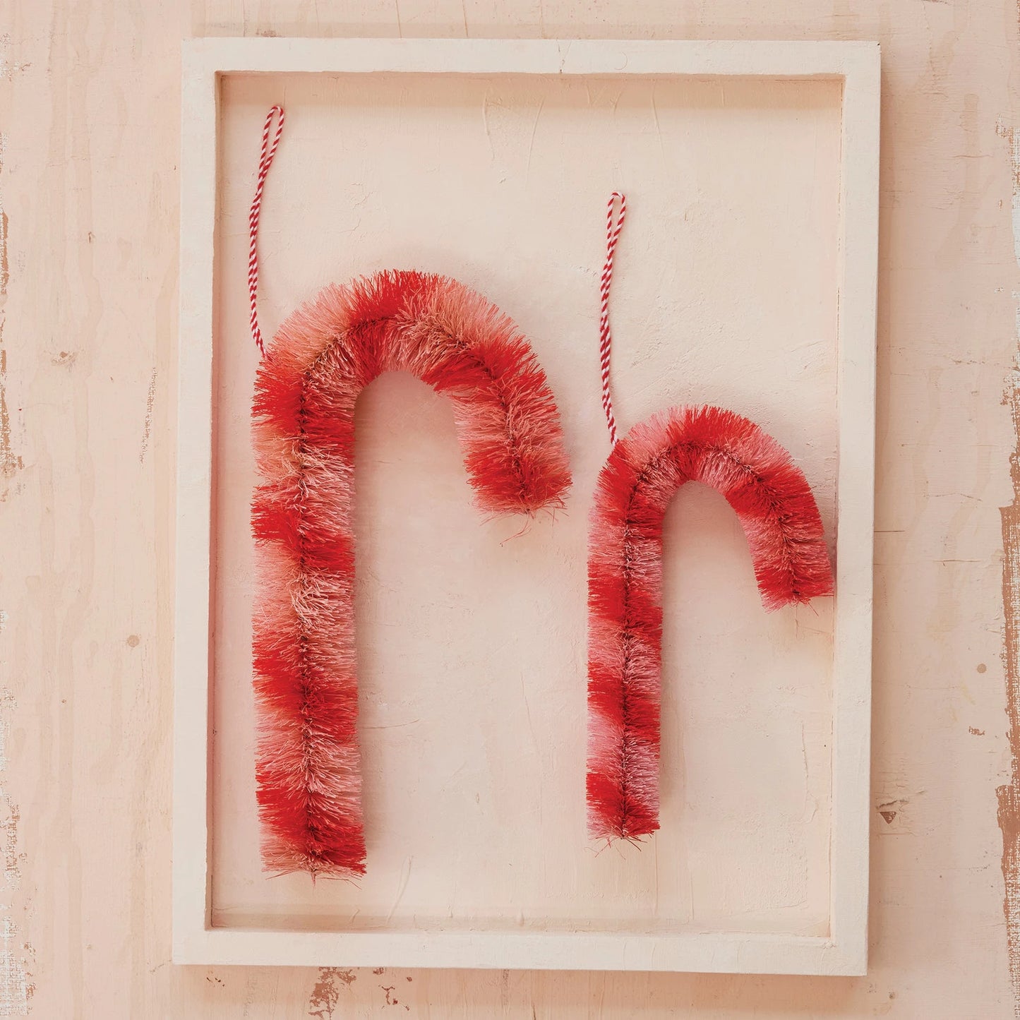 10"H Candy Cane Ornament Pink Red