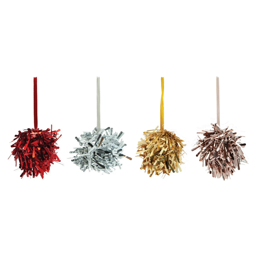 2-3/4"Rd Tinsel Ball Ornament