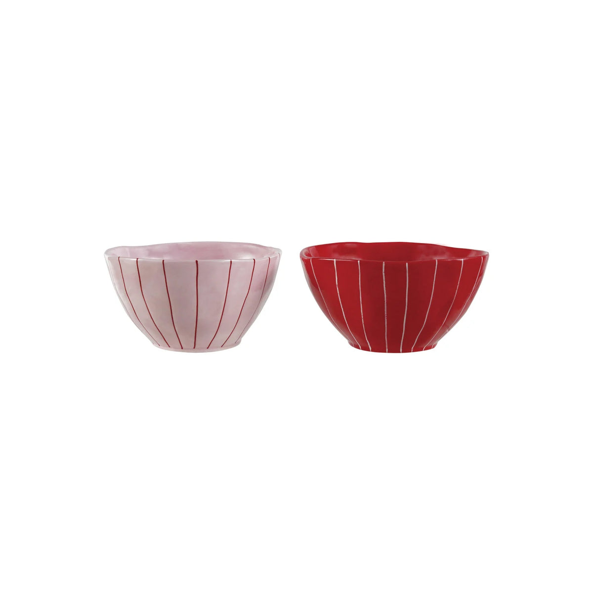 Stoneware Striped Organic Shaped Bowl