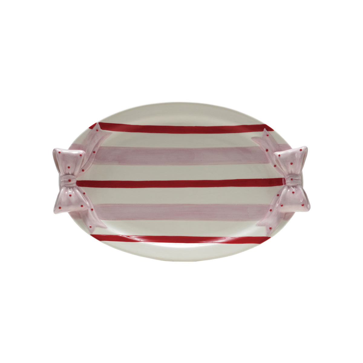 Striped Platter with Polka Dot Bow Shaped Handles