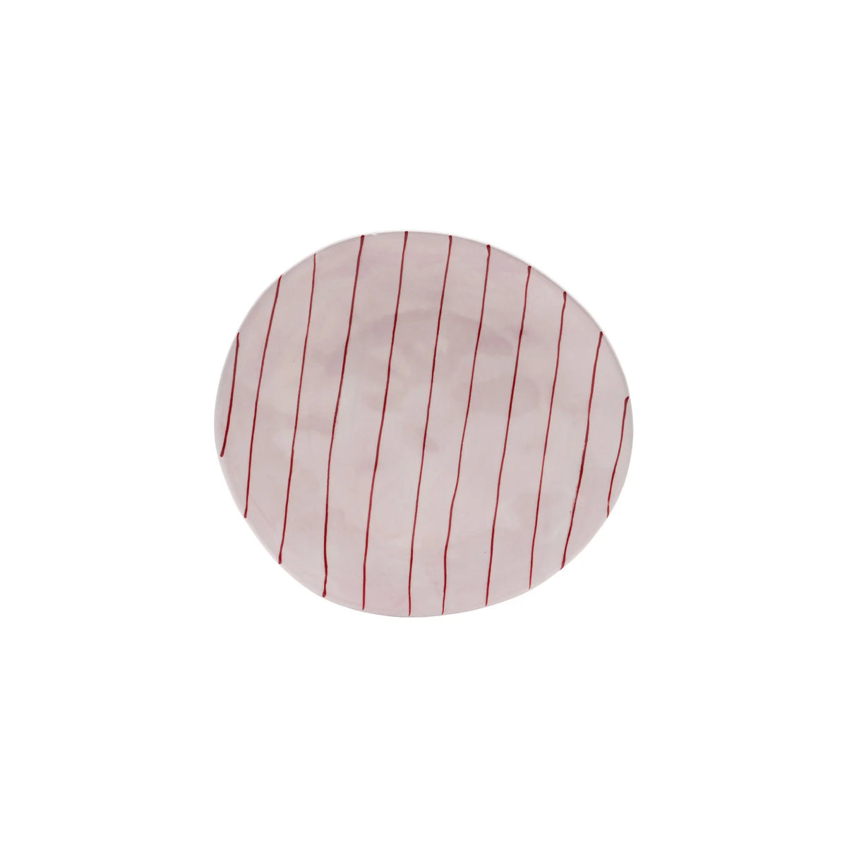 Pink Stoneware Striped Organic Shaped Plate