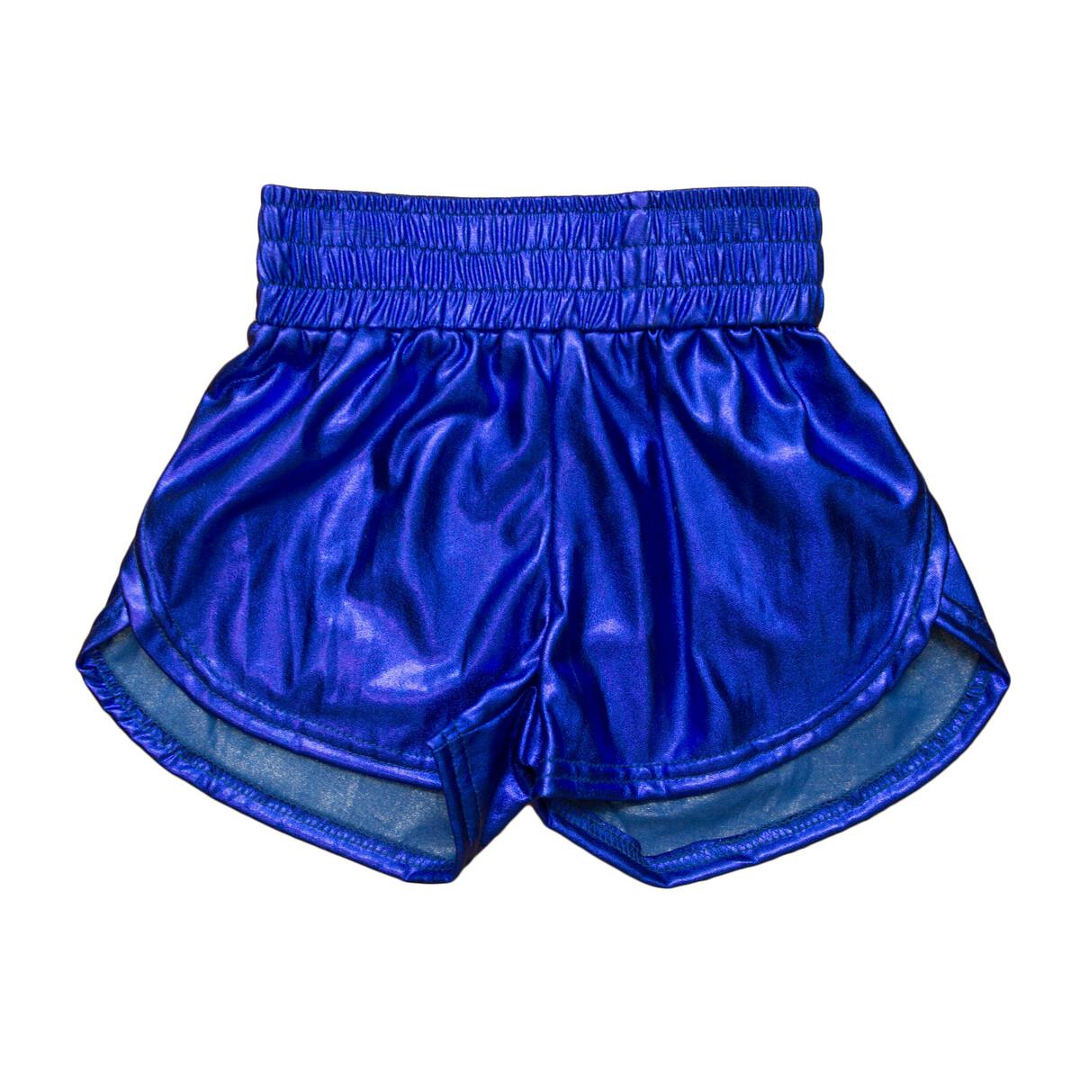 Kids Royal Blue Metallic Shorts