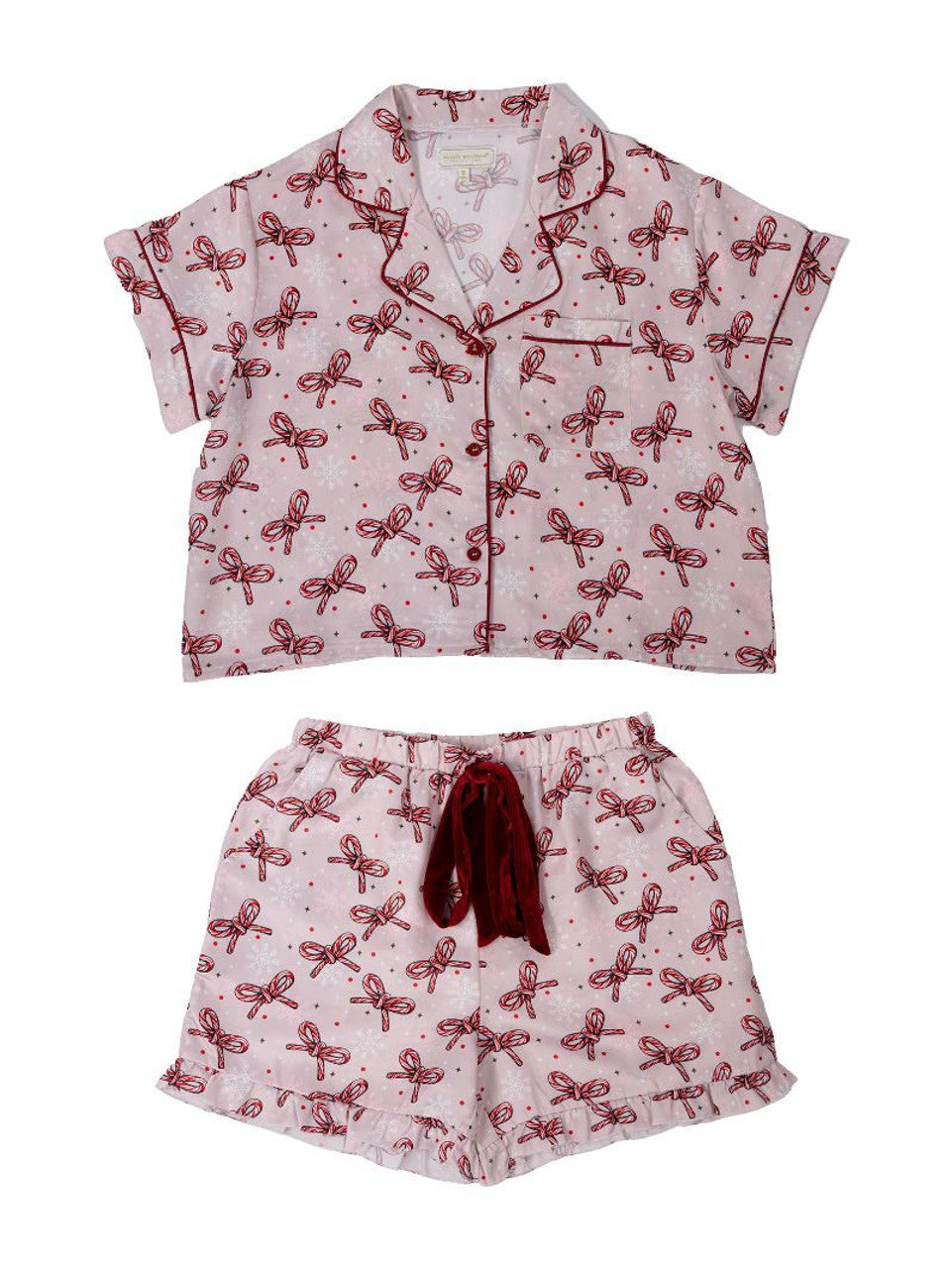 Holiday Short Sleeve Candy Cane Pajamas