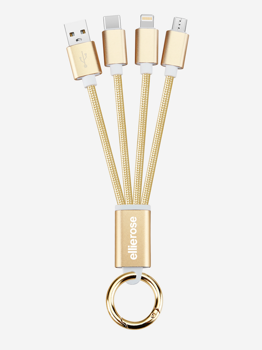 3-in-1 Charging Cable Keychain in Gold