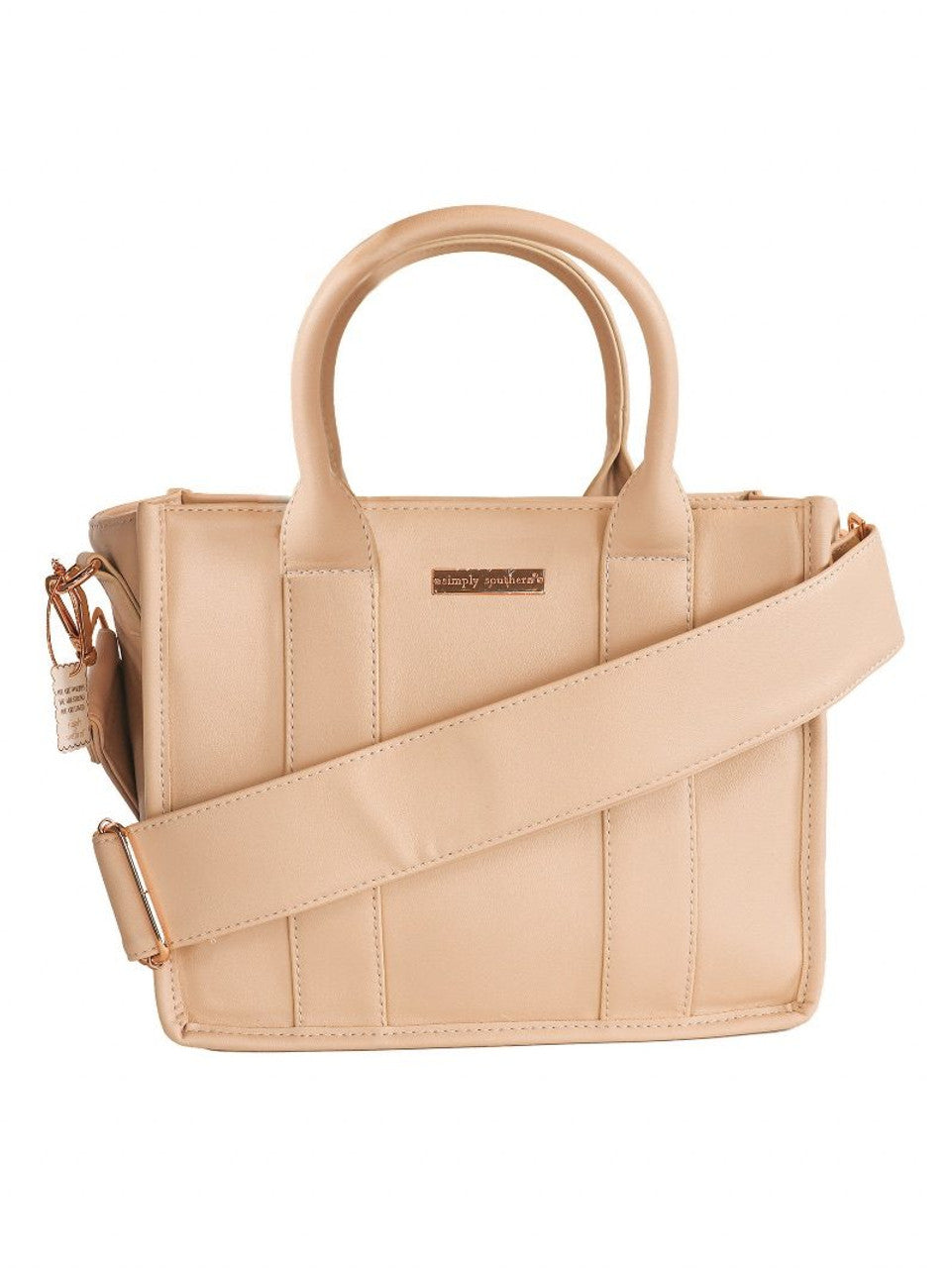 Leather Crossbody Tote in Cream