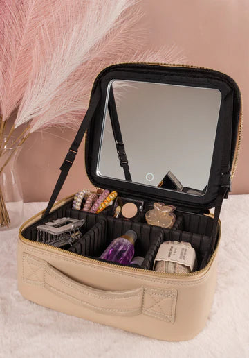 Makeup Travel Case with Mirror & LED Light