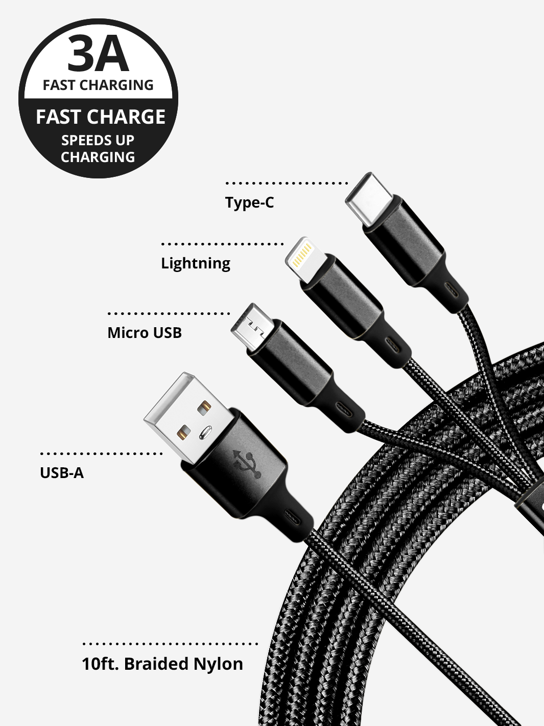 10ft Extra Long Charger in Black