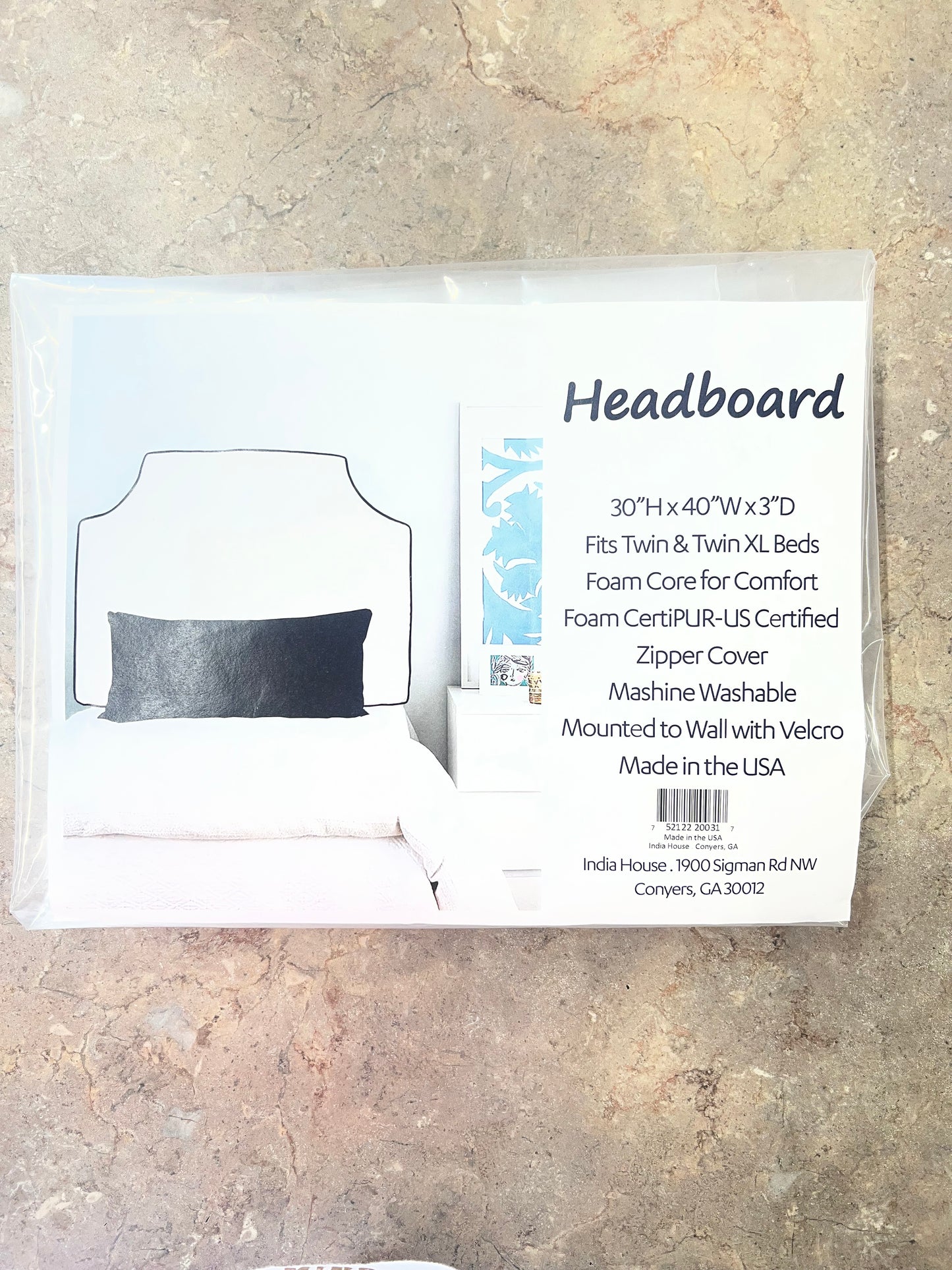 Pillow Headboard White With Cherry Piping Scalloped
