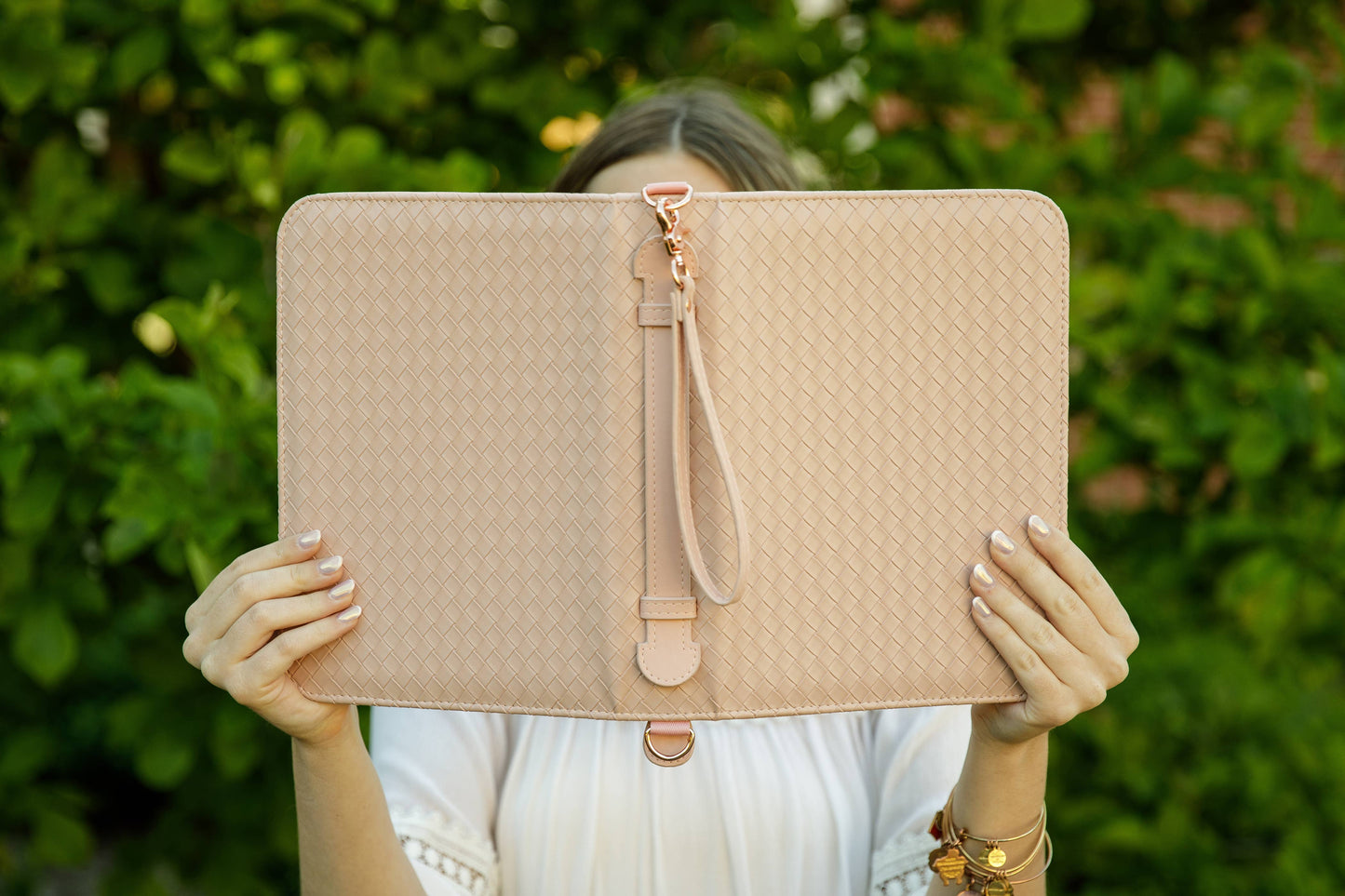 Bible Cover, Weave Bible Case, Crossbody BLUSH