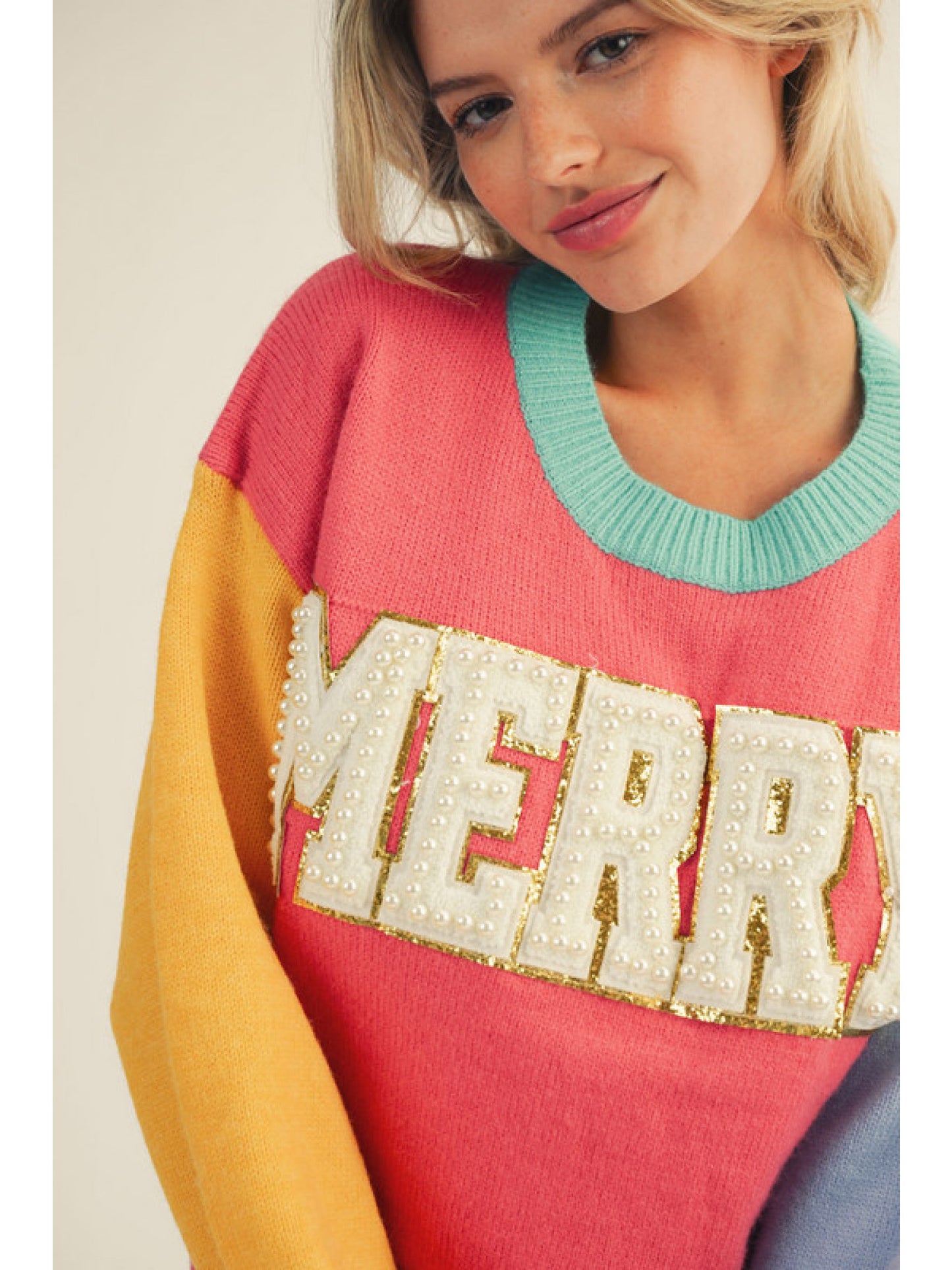 Merry Sweater with Pearl Accent