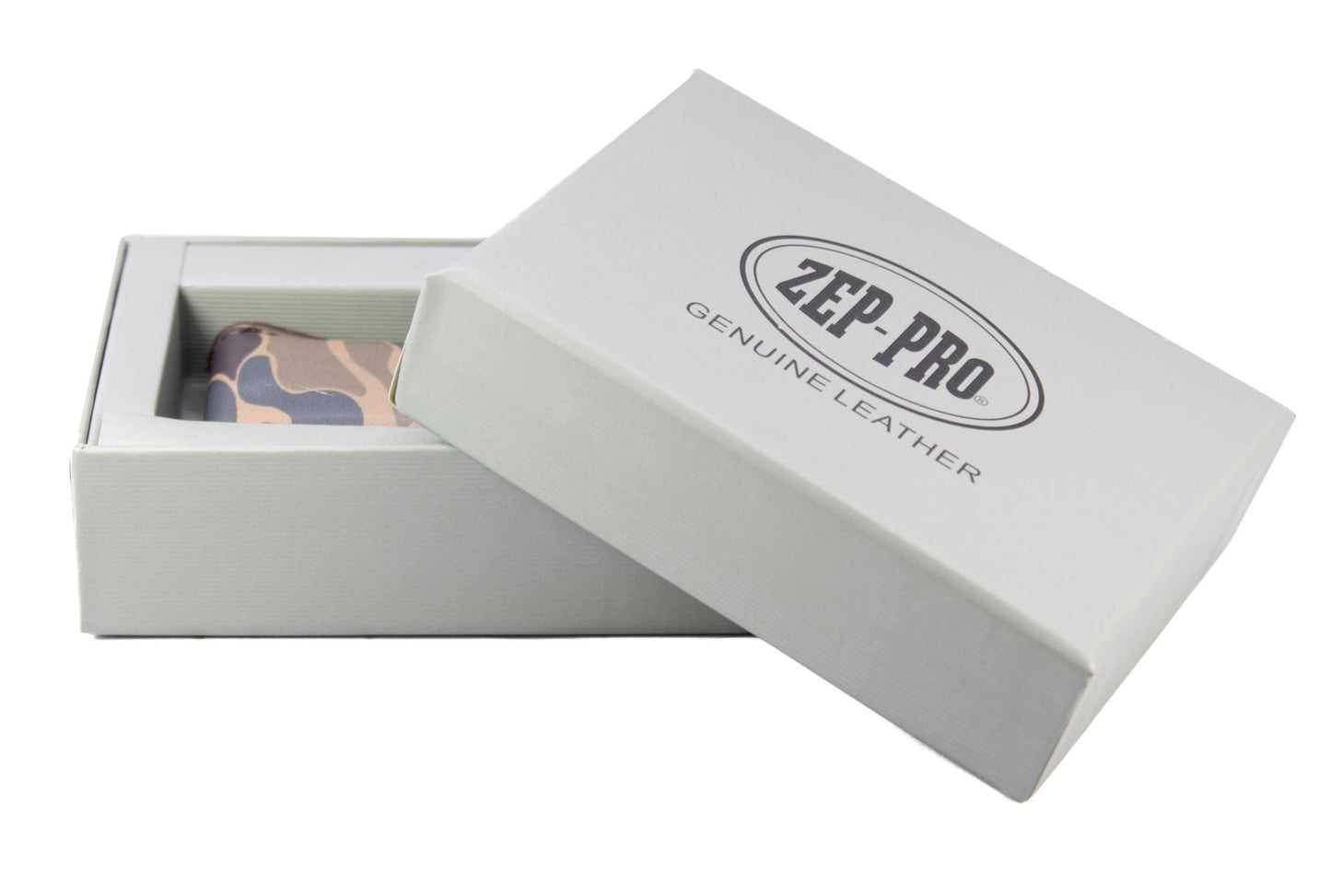 Mallard Men's Old School Camo Leather Money Clip.: Brown/Tan Camo