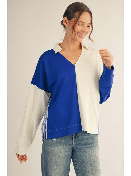 Color Block Top with Side Band Royal