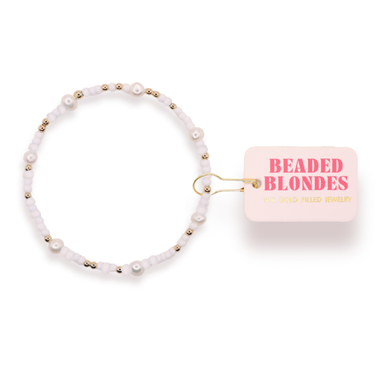 White Pearl Sprinkle Bracelet: Standard 6.75 Inch