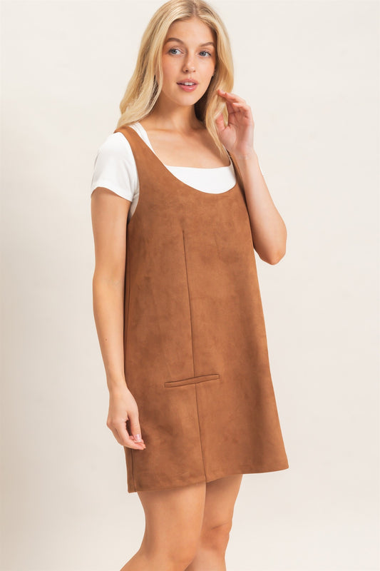 Sleeveless Suede Mini Dress