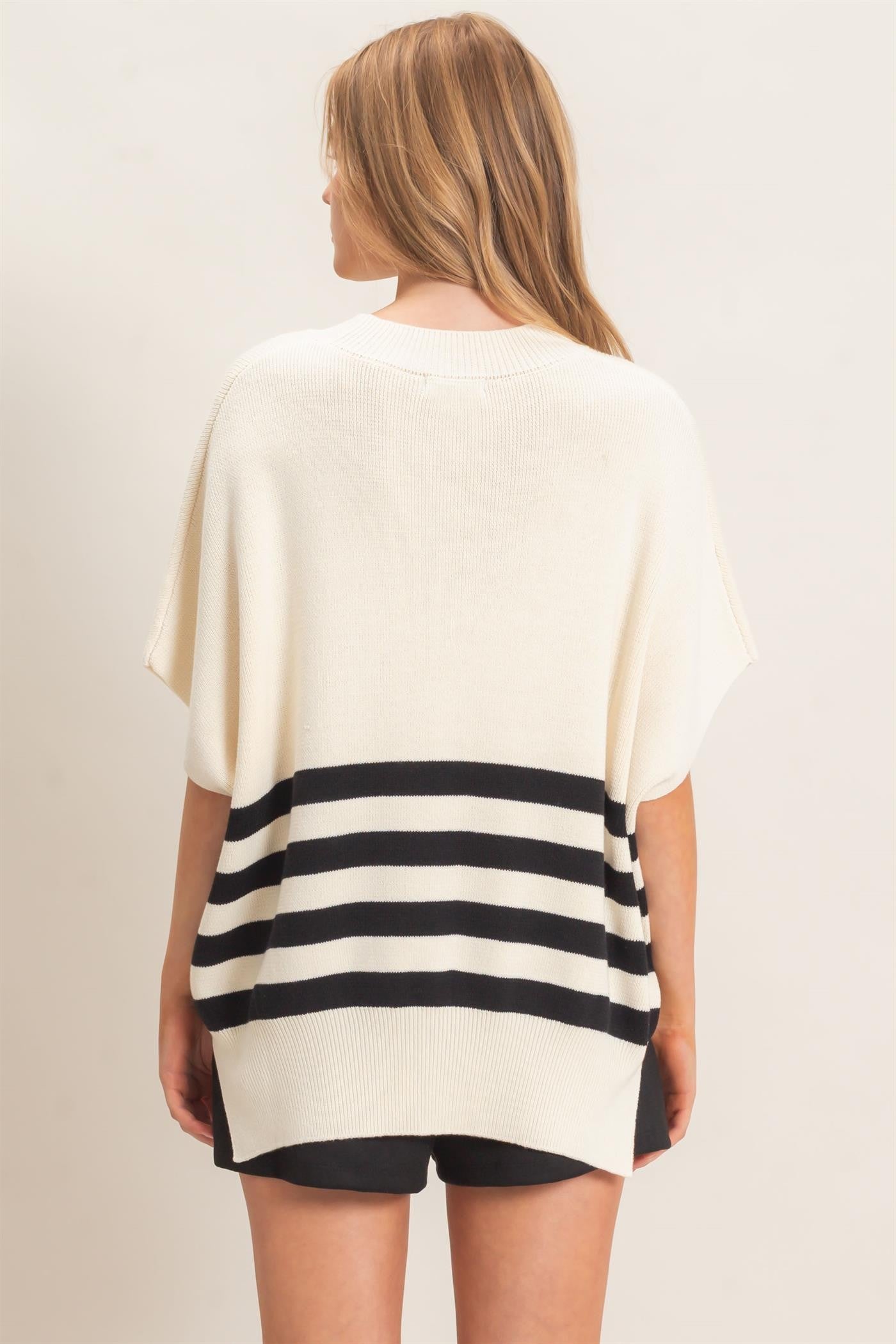 Striped Ribbed Crew Neck Sweater